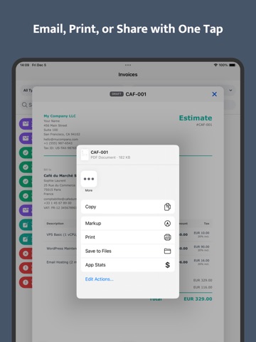 Invoice Maker & PDF Estimates iPad screenshot