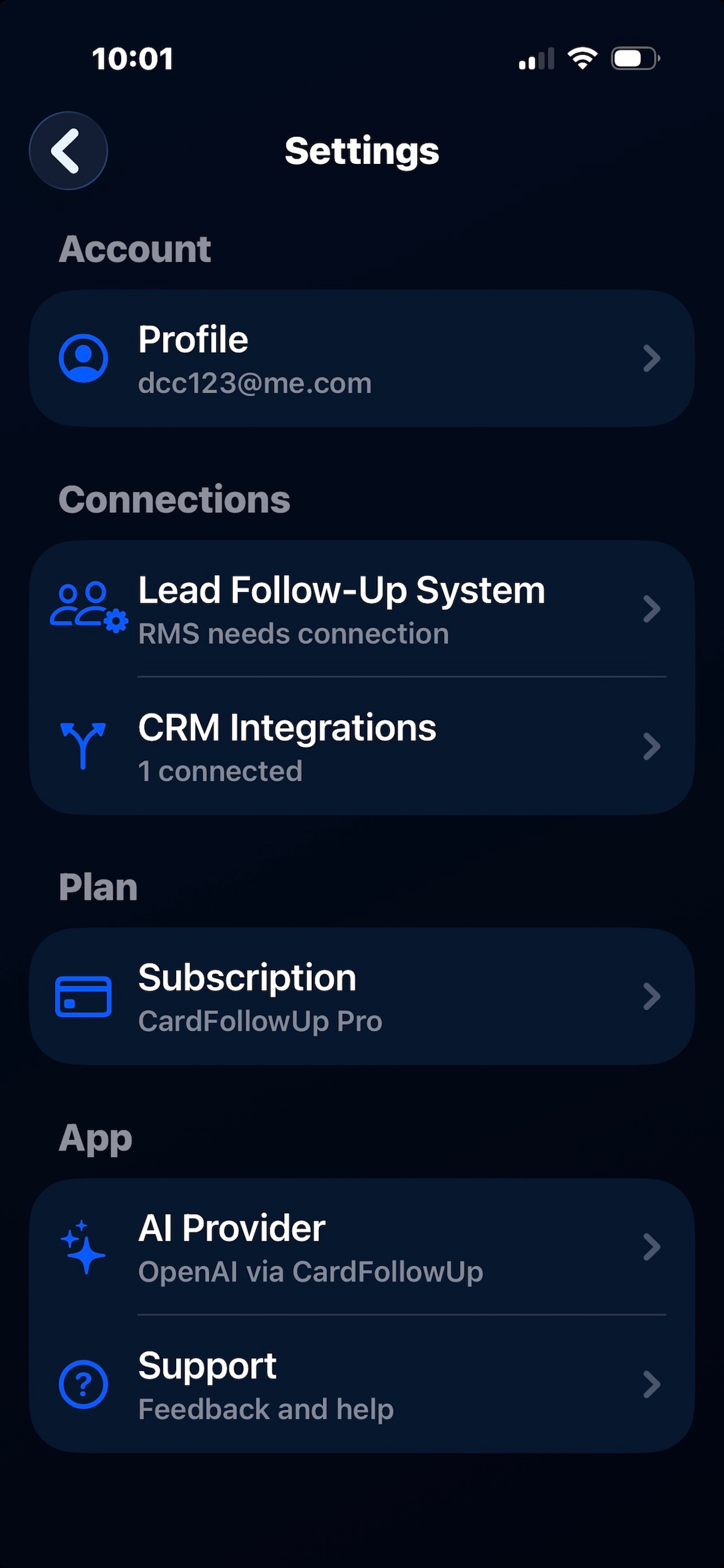 CardFollowUp screenshot 2