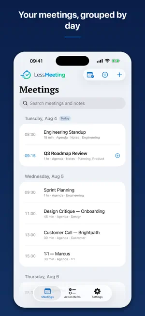 Less Meeting: Agenda & Notes screenshot 4