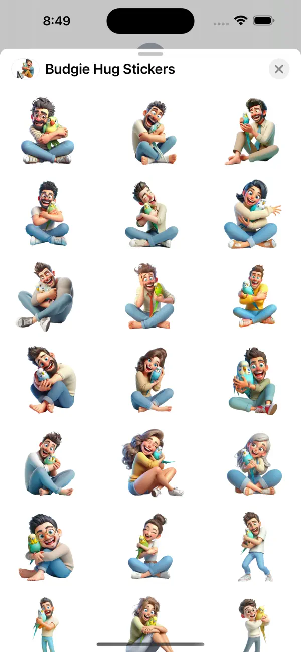 Screenshot #1 pour Budgie Hug Stickers