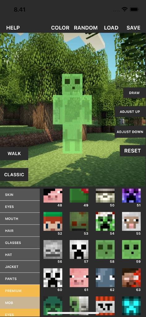 Custom Skin Creator - Explore a collection of mob-inspired skins, perfectly rendered on the classic character model for an authentic in-game look.