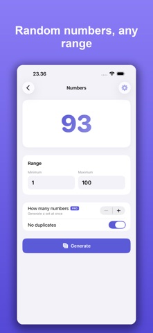Random Number Generator Tools iPhone screenshot