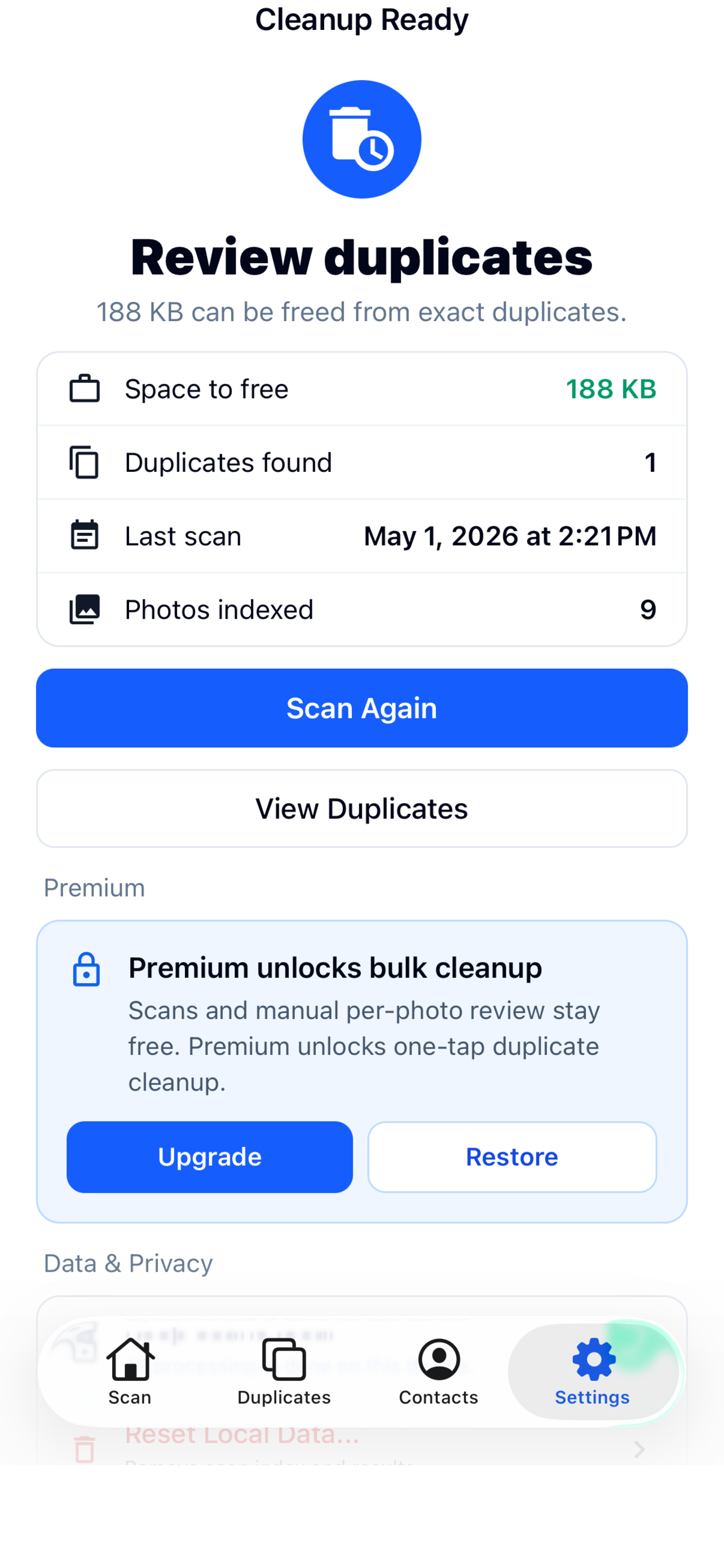 Photo and Contacts Cleaner screenshot 2