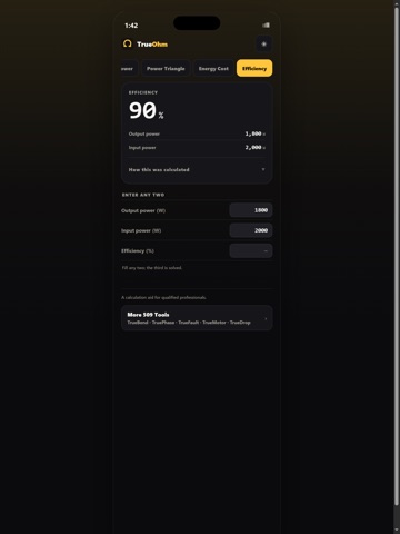 TrueOhm iPad screenshot