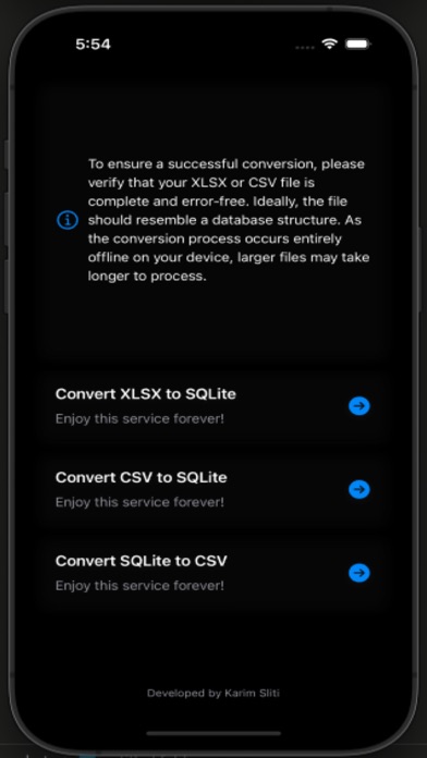Screenshot #1 pour Secure XLSX 2 SQLite Converter
