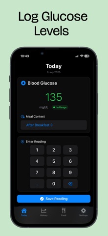 Blood Sugar Tracker - Gluco iPhone screenshot