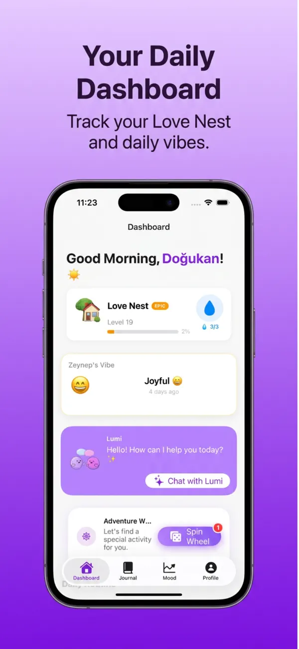 Screenshot #2 pour Lumi: Couple & Mood Tracker