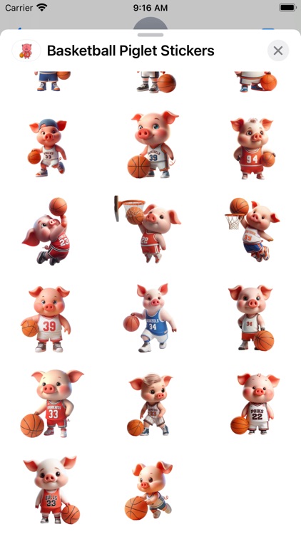 Basketball Piglet Stickers