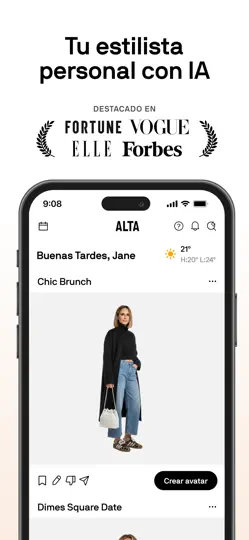 Captura de pantalla de Alta Daily: Digital AI Closet en iPhone 1