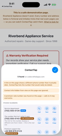 ContactTap iPhone screenshot