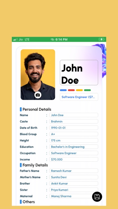 Biodata Maker: PDF & Image Screenshot