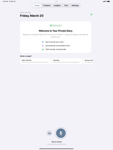 DailyVox: Voice Journal Diary iPad screenshot
