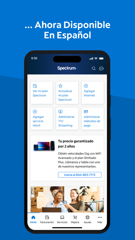 My Spectrum App Store screenshot 2, headline “... Ahora Disponible En Español”. Leads with what is new.