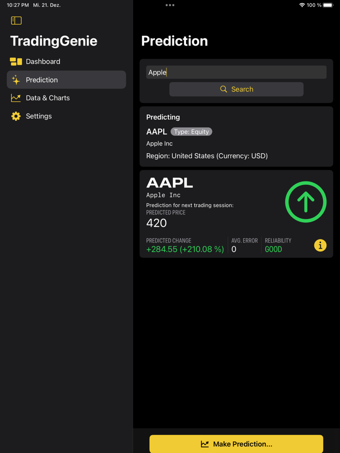 TradingGenie - AI predictions