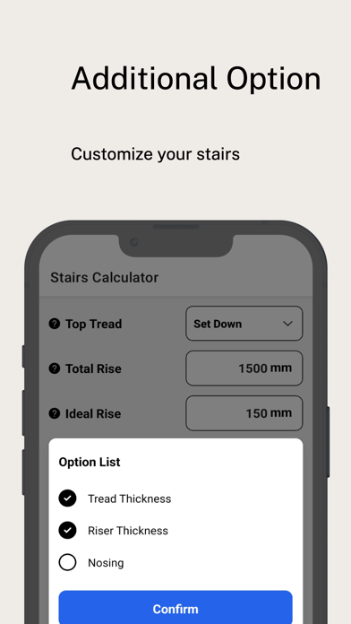 StairsBuilder: Calculator App Screenshot