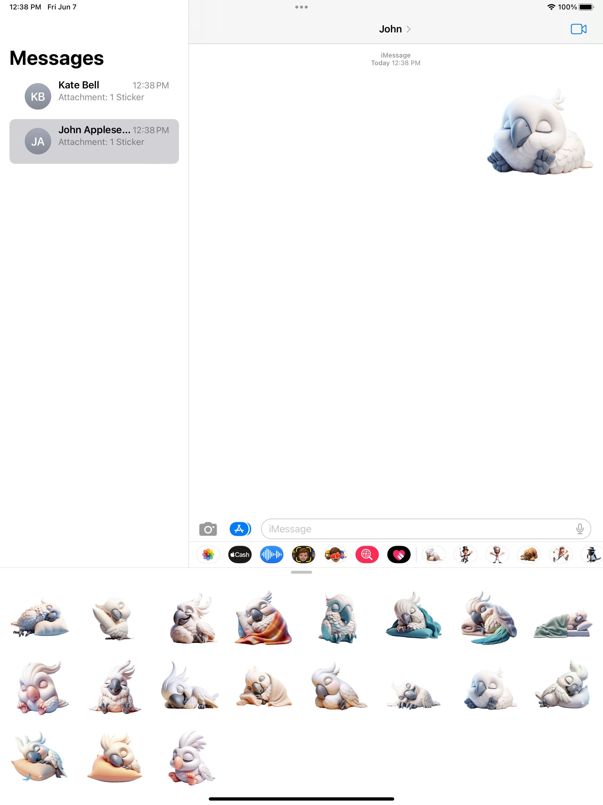 Sleeping Cockatoo Stickers