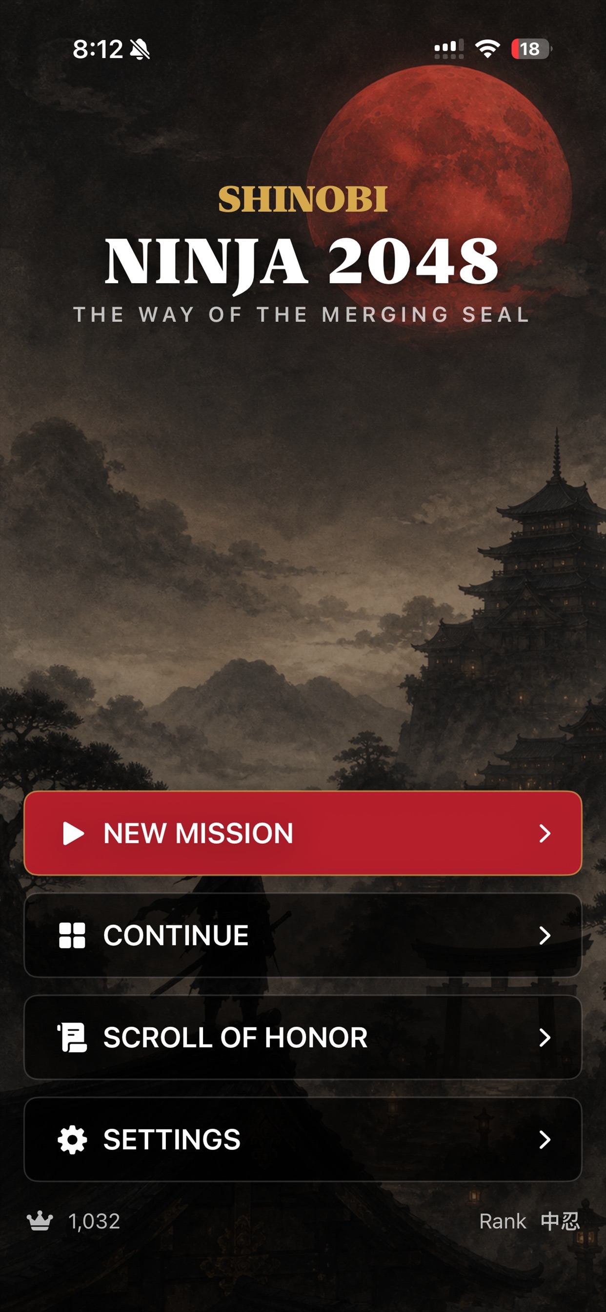 Screenshot 1 of Ninja 2048: Dark Merge