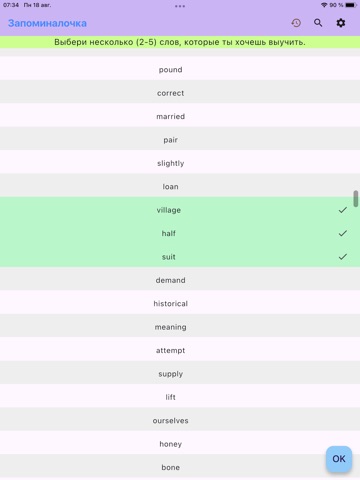 MemoWord iPad screenshot