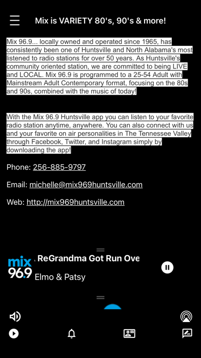 Mix 96.9 Huntsville. Screenshot