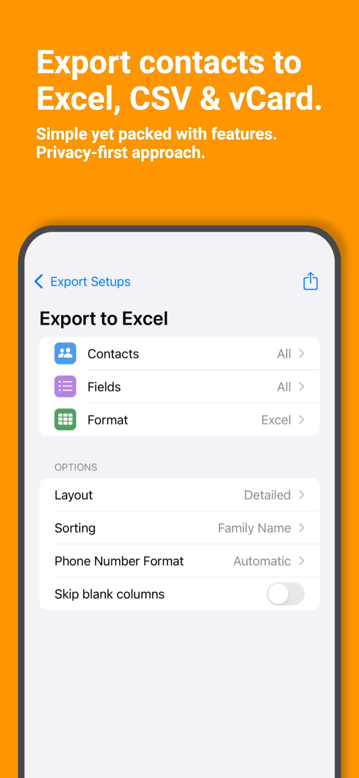Export Contacts Pro: CSV Excel