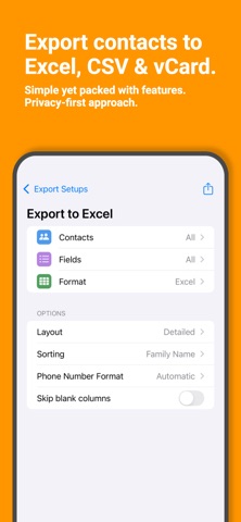 Export Contacts Pro: CSV Excel Screenshot 1 of 5