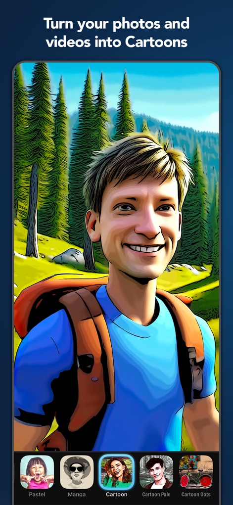Clip2Comic: Toon Photo Editor - Les utilisateurs peuvent transformer leurs photos et vidéos en œuvres d'art uniques grâce aux styles de bande dessinée et aux multiples options de transformation photo/vidéo.