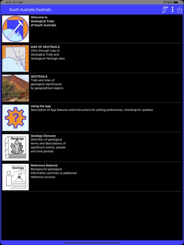 South Australia Geotrails iPad screenshot