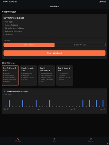 Ideal Workout App iPad screenshot
