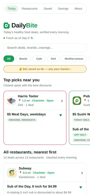 DailyBite: Healthy Food Deals screenshot 1
