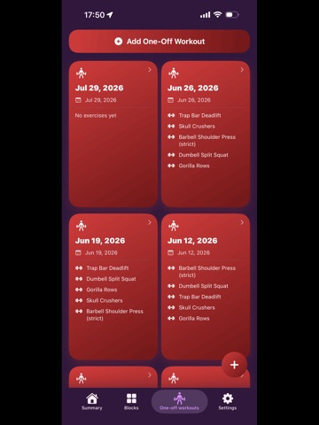 Strong Workout Tracker iPad screenshot