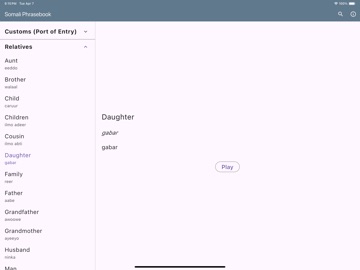 Somali Phrasebook iPad screenshot