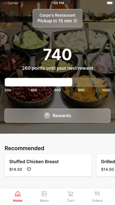 Carpo's Restaurant iPhone screenshot 1 - Food & Drink app