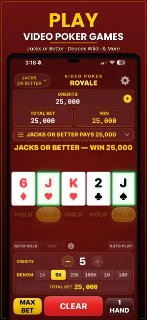 Video Poker Multi-Hand 1000x screenshot 1