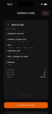 GripLog: Calisthenics Tracker screenshot