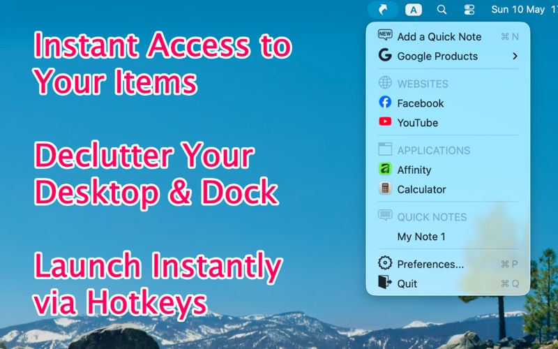 Screenshot #1 pour Shortcuts in Menu Bar Lite