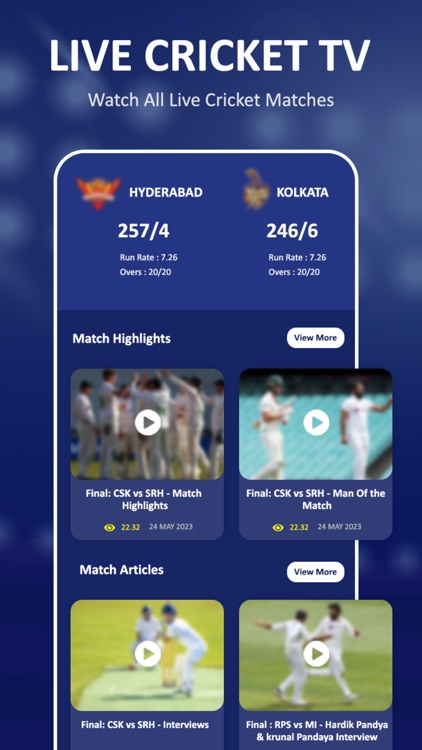 Live cricket Score: watch IPL