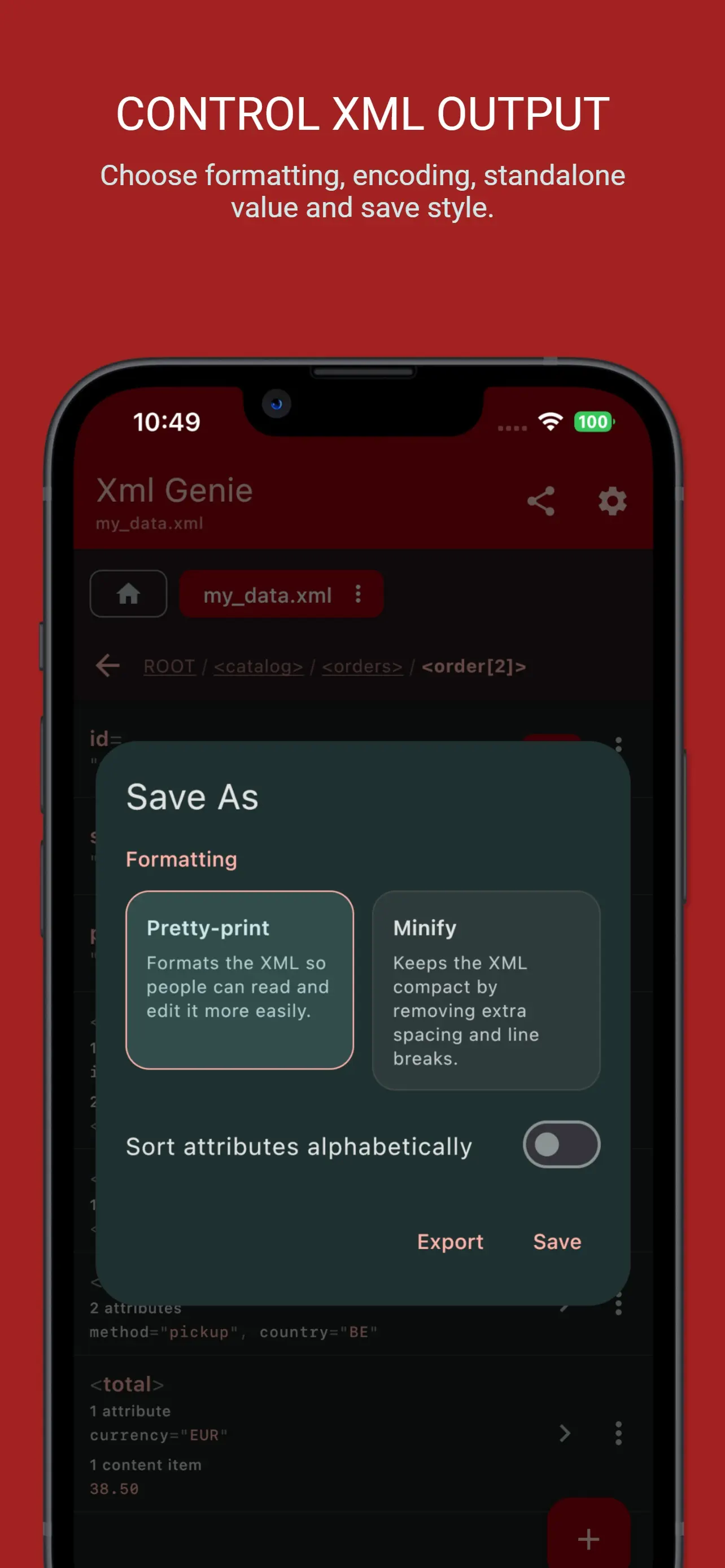 #6. Xml Genie: XML Viewer & Editor (iOS) Bởi: Tommy Uytterhaegen
