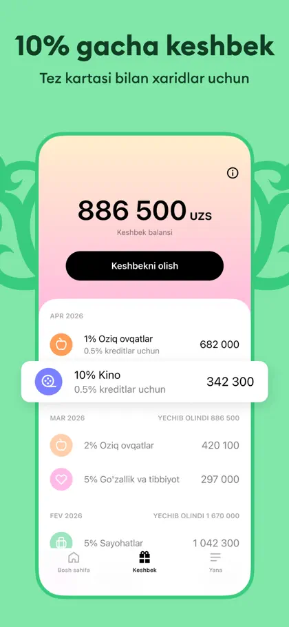 Captura de tela 3 de 6 de Tez — bankdan ko‘ra ko‘proq