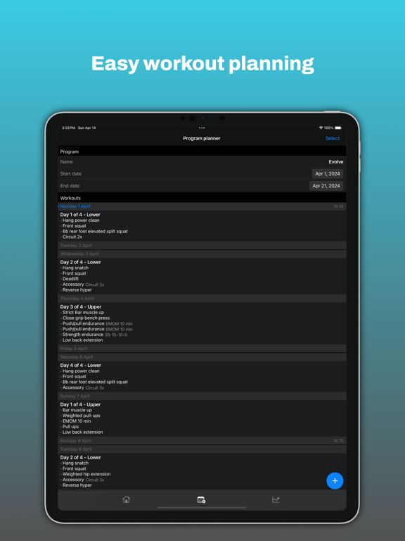 Haile Training - Workout log iPad screenshot 6 - Health & Fitness app
