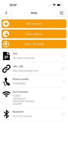 NFC Tools iPhone screenshot