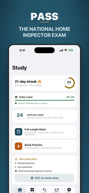 NHIE Exam Prep: Home Inspector screenshot 1