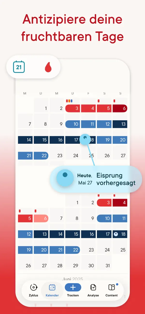 Clue Perioden Kalender iPhone App Screenshot 5 – Gesundheit & Fitness