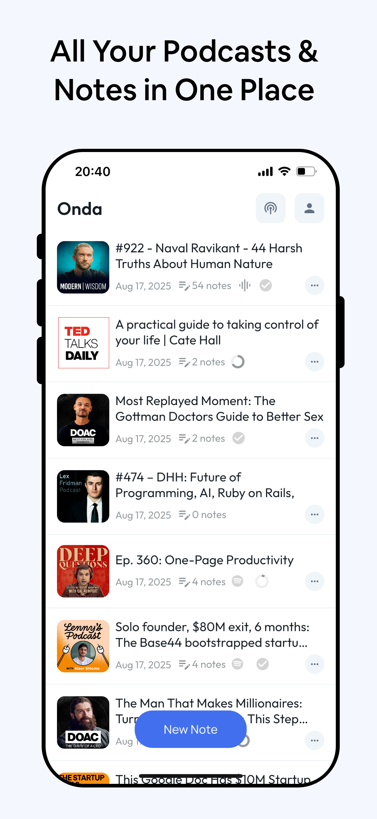 Onda AI Podcast Note Taker