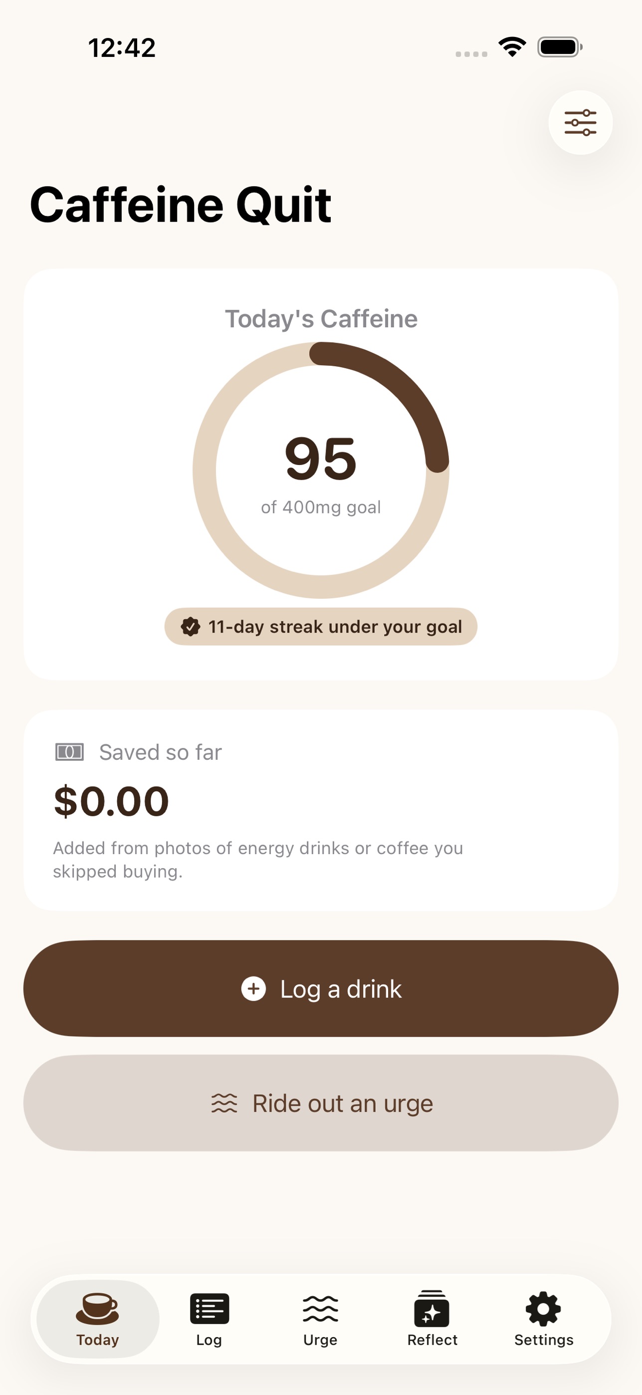 Screenshot 1 of Caffeine Quit - Cut Back