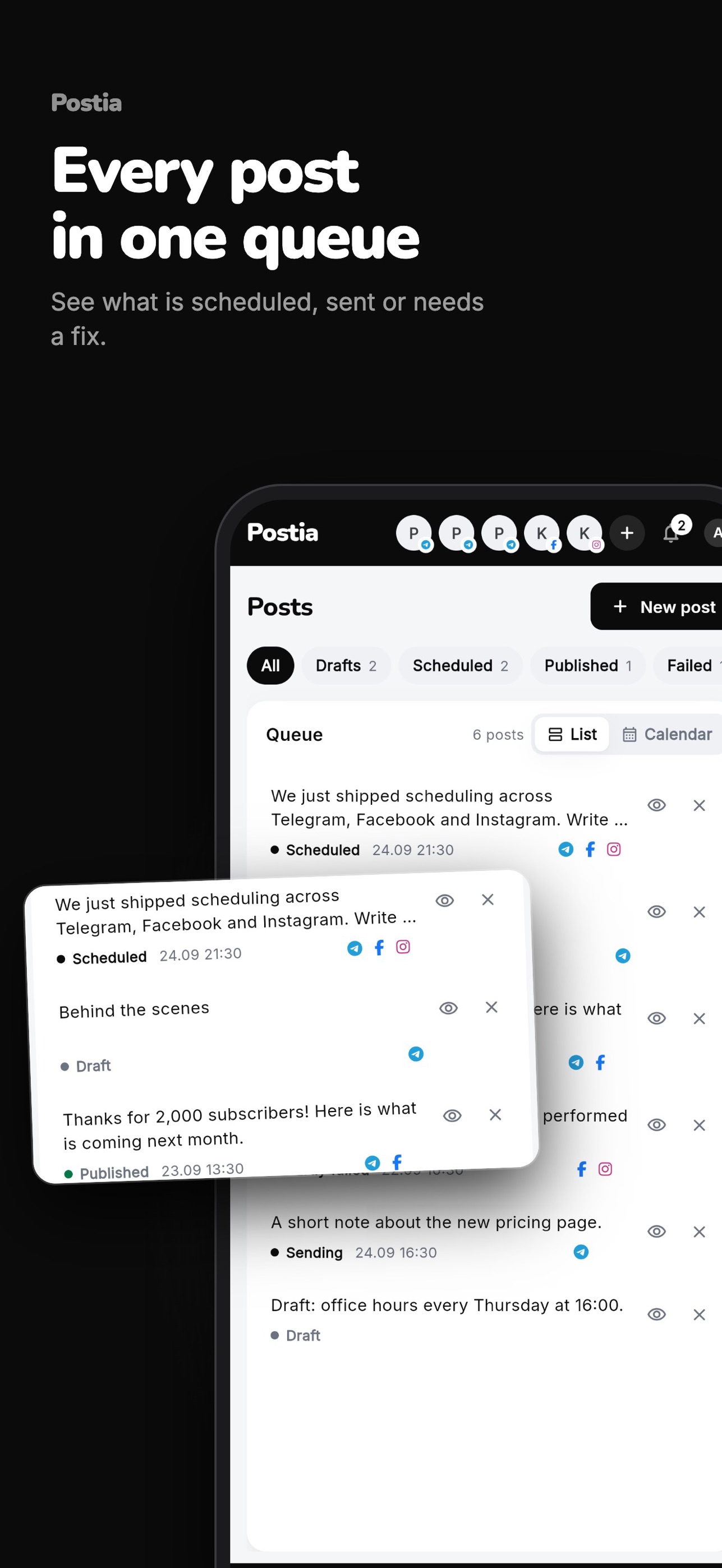 Screenshot 2 of Postia: Social Media Planner