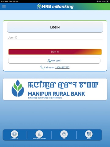 Manipur Rural Bank mBanking iPad screenshot