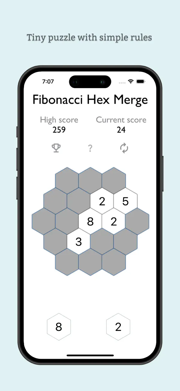 #1. Fibonacci Hex Merge (iOS) Ved: Anastasiia Malinina
