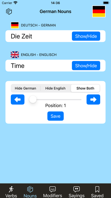 German Vocab Screenshot