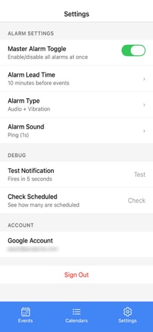 My Calendar Alarms iPhone screenshot