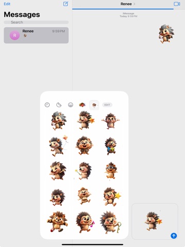 Hopping Hedgehog Stickers iPad screenshot